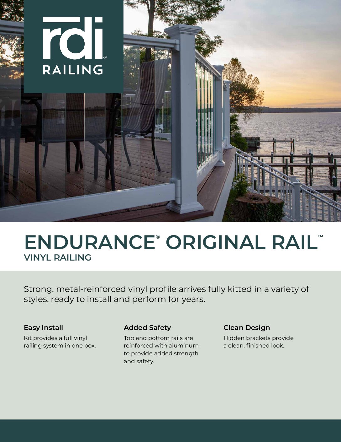 RDI Endurance Original Rail Vinyl Railing sell sheet