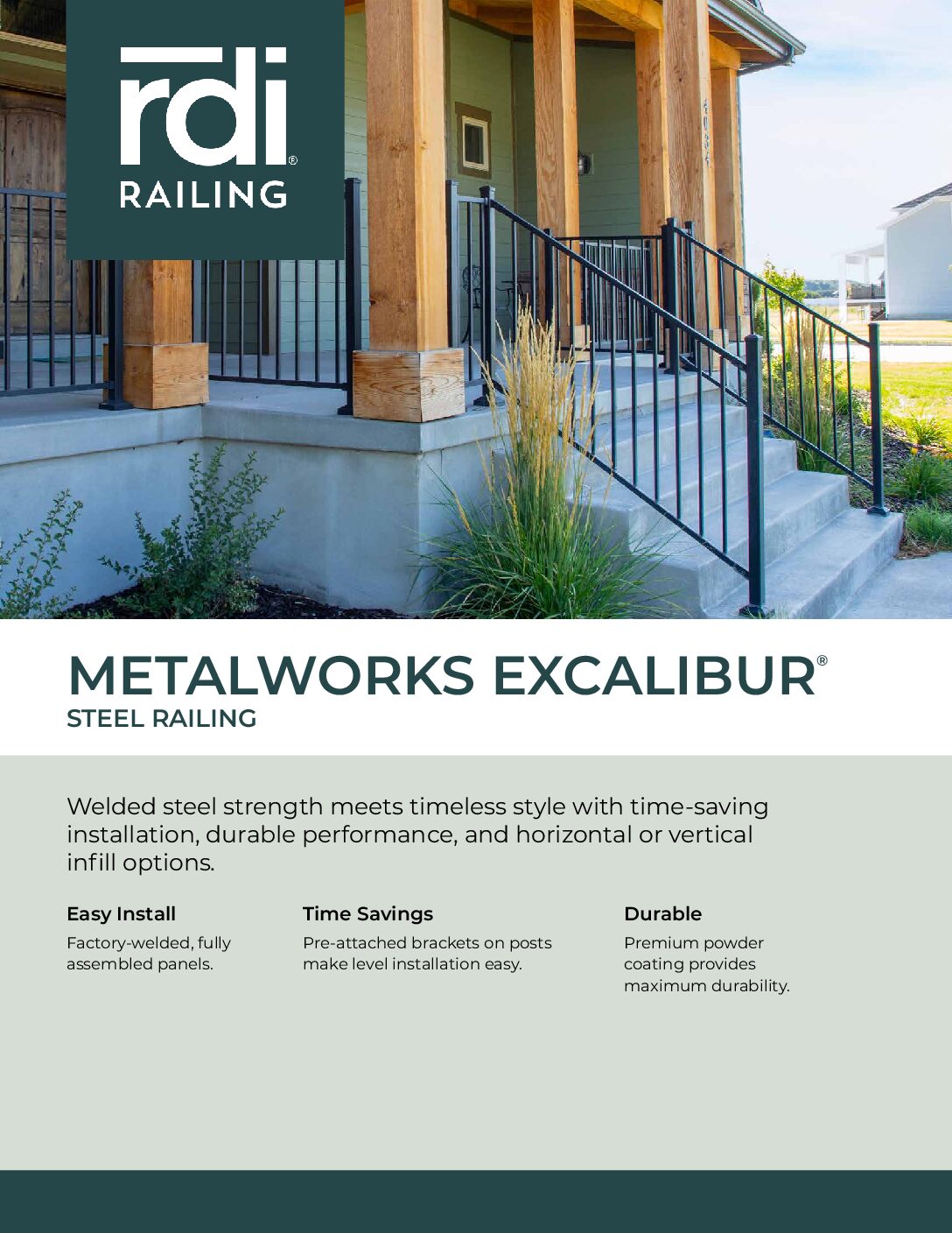 RDI MetalWorks Excalibur Steel Railing sell sheet
