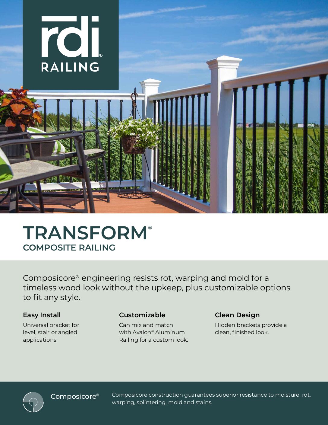 RDI Transform Composite Railing sell sheet